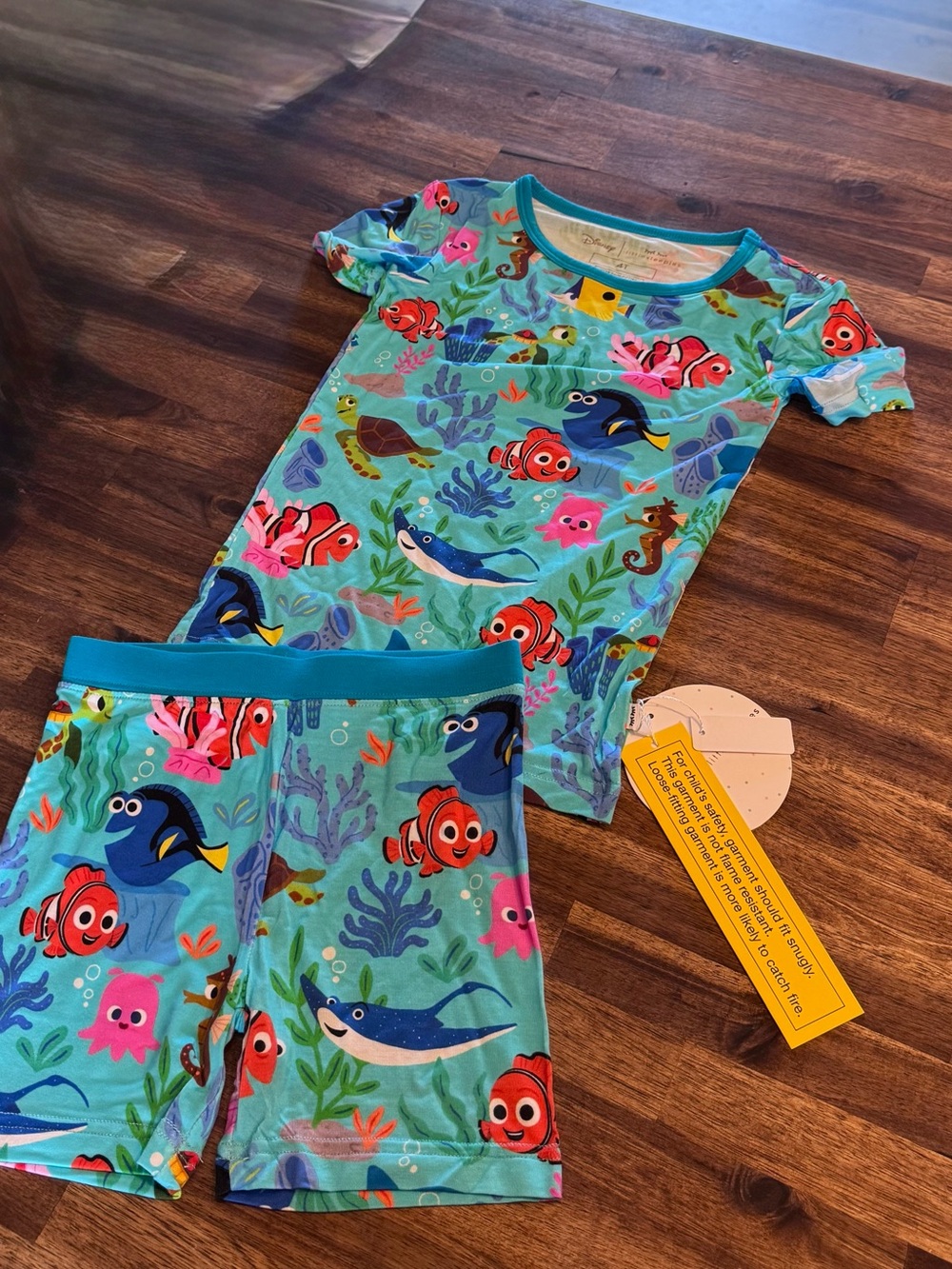 Little Sleepies Aqua Blue Finding Nemo Print Kids Pajama Set